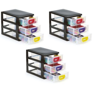 GAVETEIRO PLÁSTICO PORTA TUDO PEQUENO COM 3 GAVETAS